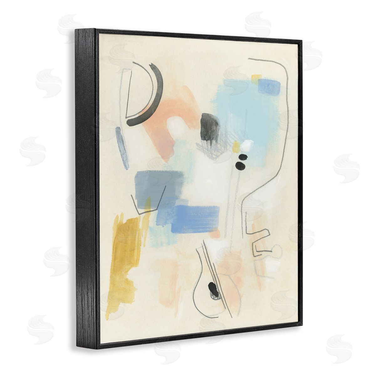Modern Scribble Abstraction Black Frame Print Wall Art, Home Decor by June Erica Vess
