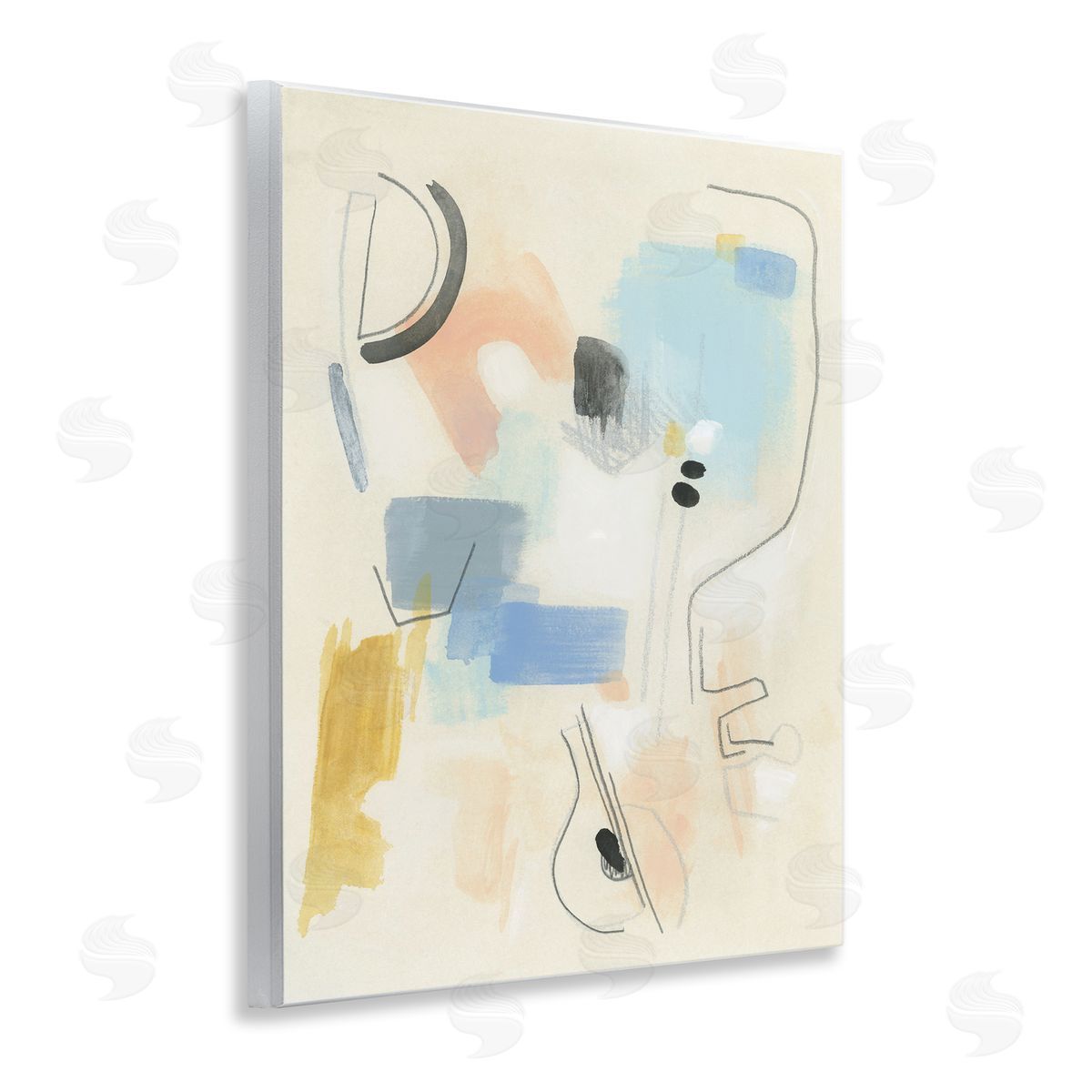 Modern Scribble Abstraction Wood Plaque Wall Art, Home Decor by June Erica Vess