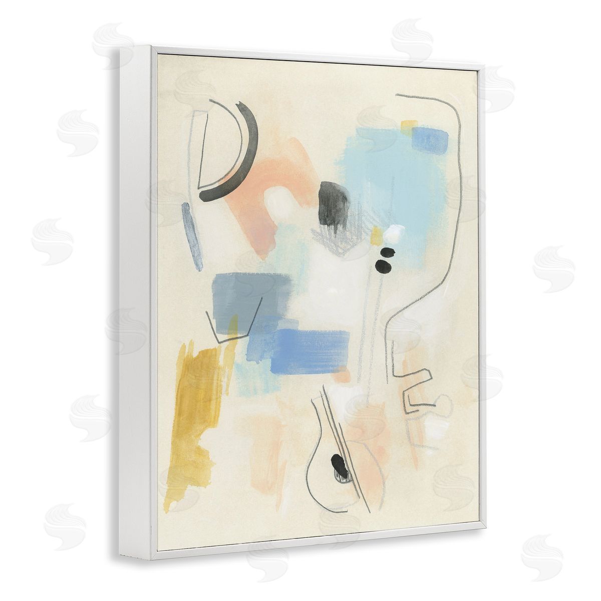 Modern Scribble Abstraction White Frame Print Wall Art, Home Decor by June Erica Vess