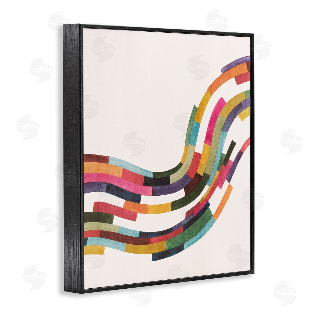 Curved Geometric Wave Black Frame Print Wall Art, Home Decor by Grace Popp