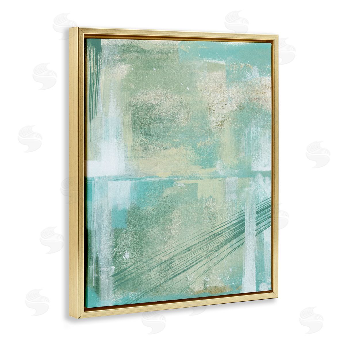 Grace Popp Green Industrial Abstraction Gold Floating Frame Canvas Wall Art Print