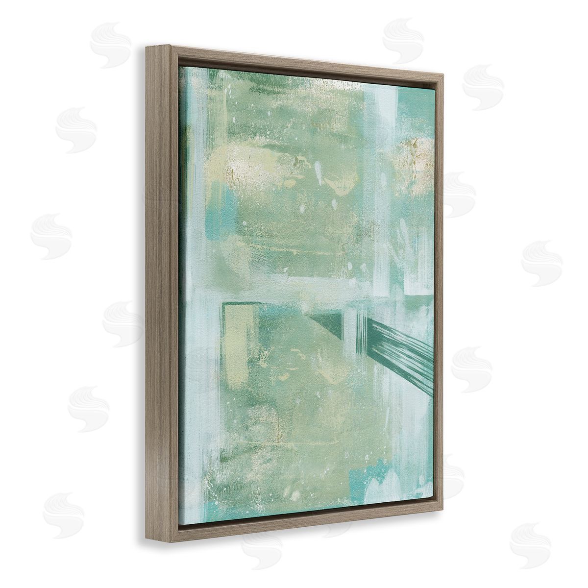 Green Weathered Abstract Brown Floating Frame Canvas Wall Art, Home Decor by Grace Popp