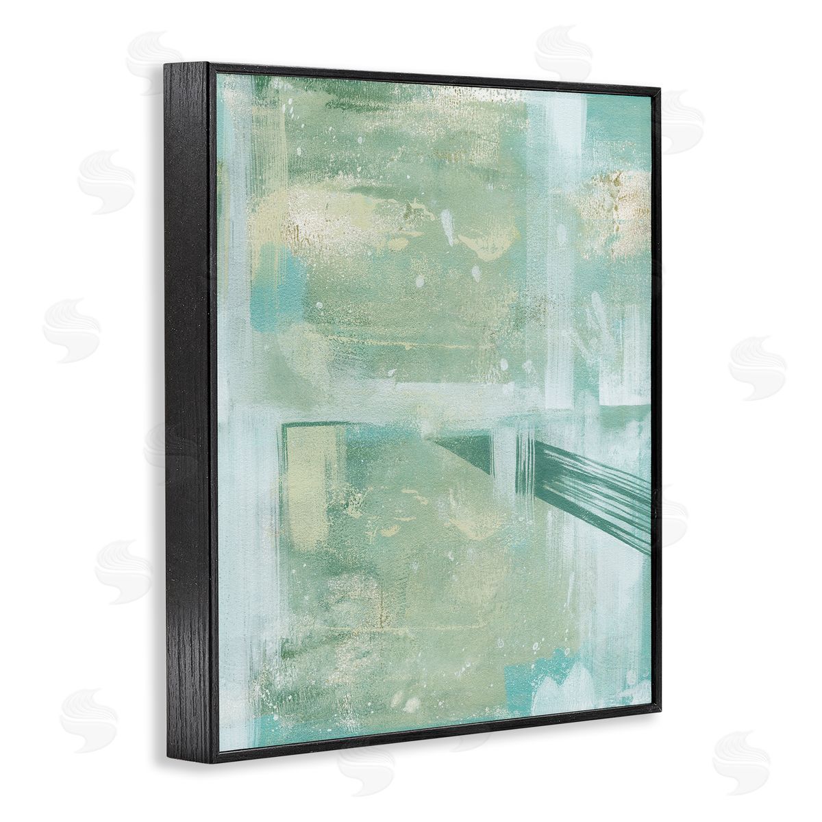 Green Weathered Abstract Black Frame Print Wall Art, Home Decor by Grace Popp