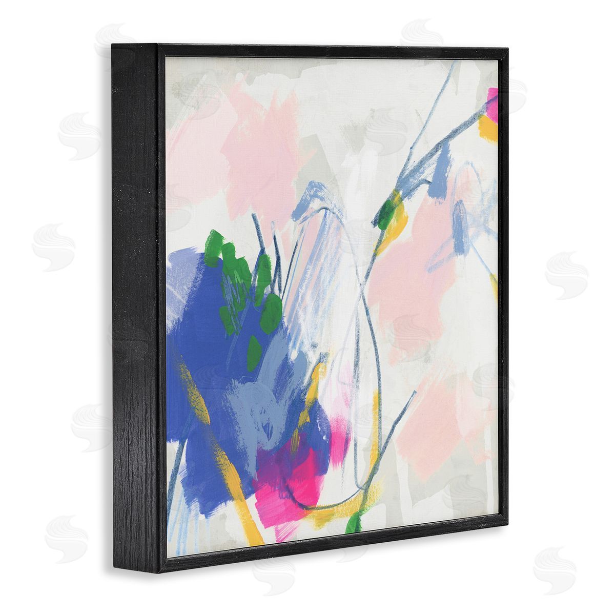 Pink and Blue Abstraction Black Frame Print Wall Art, Home Decor by June Erica Vess