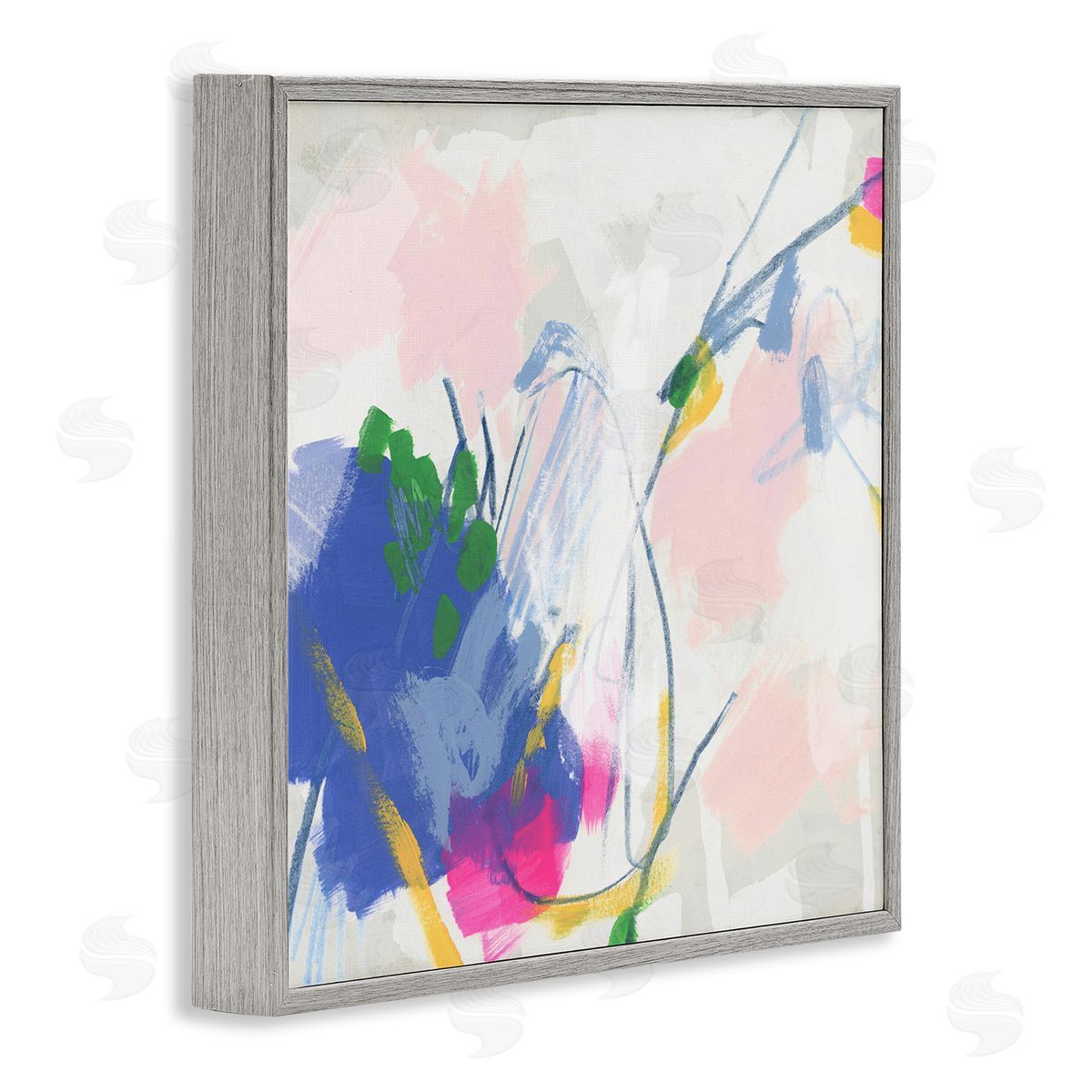 Pink and Blue Abstraction Grey Frame Print Wall Art, Home Decor by June Erica Vess