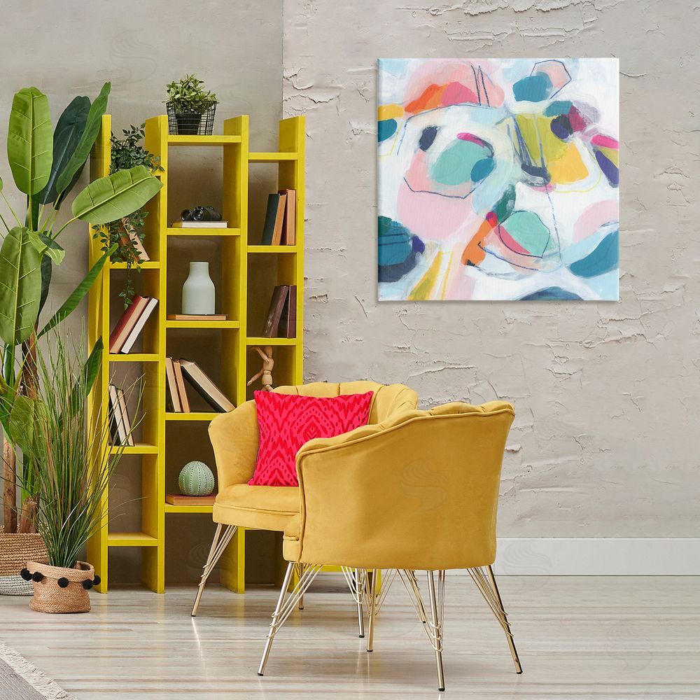 June Erica Vess Whimsical Shapes Abstraction Canvas Wall Art Print in Room