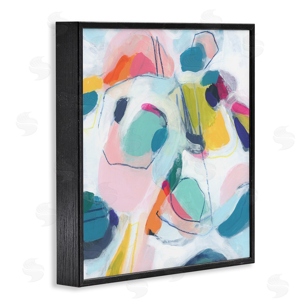 June Erica Vess Whimsical Shapes Abstraction Black Framed Giclee Wall Art Print