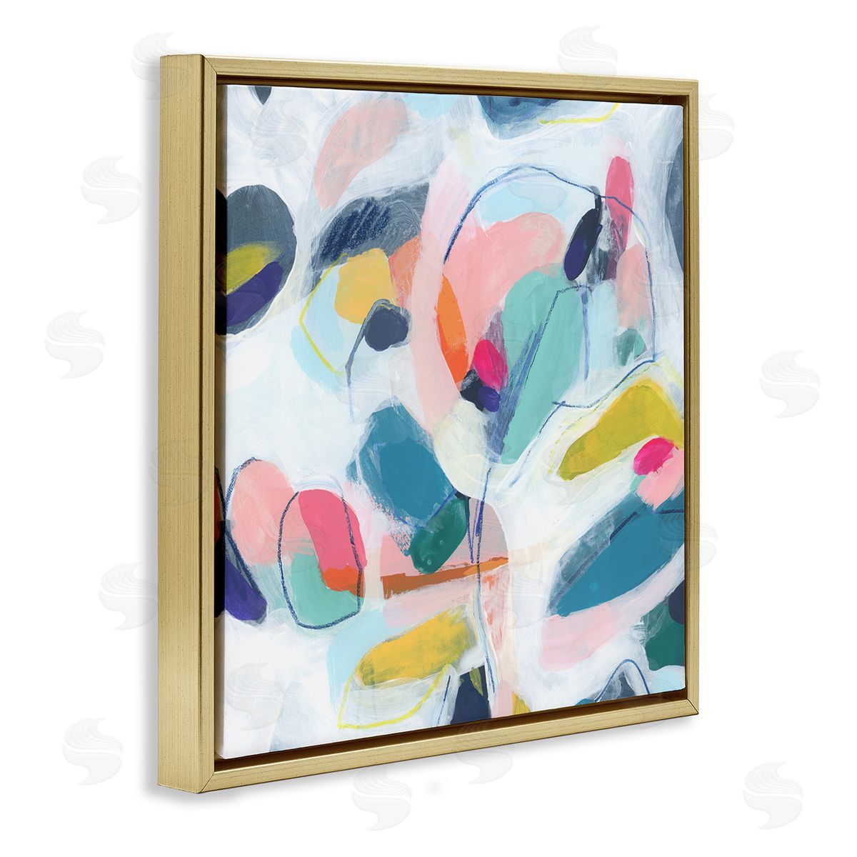 June Erica Vess Fun Shapes Impression Gold Floating Frame Canvas Wall Art Print