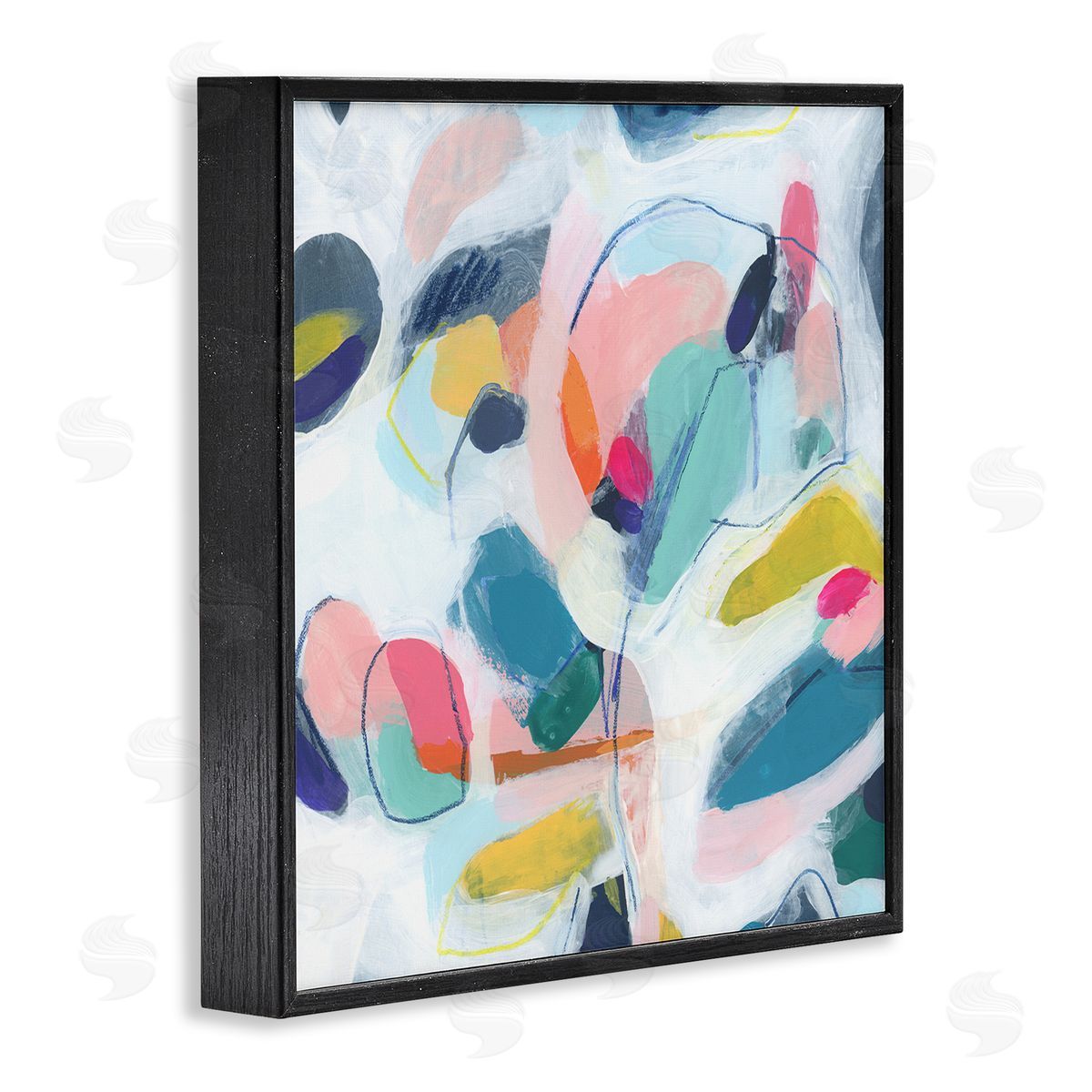 June Erica Vess Fun Shapes Impression Black Framed Giclee Wall Art Print