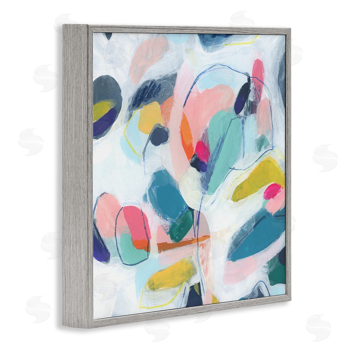 June Erica Vess Fun Shapes Impression Gray Framed Giclee Wall Art Print
