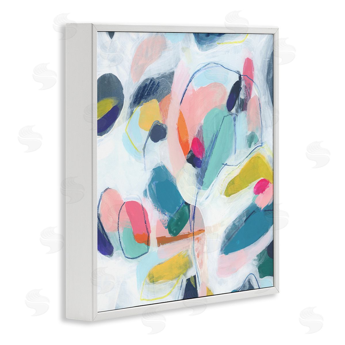 June Erica Vess Fun Shapes Impression White Framed Giclee Wall Art Print