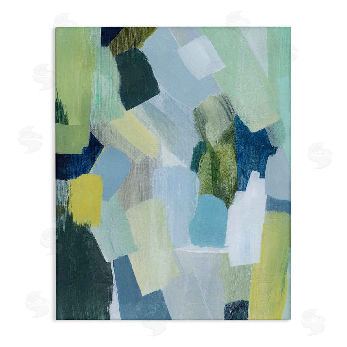 Layered Green Brush Strokes Canvas Wall Art, Home Decor by Grace Popp