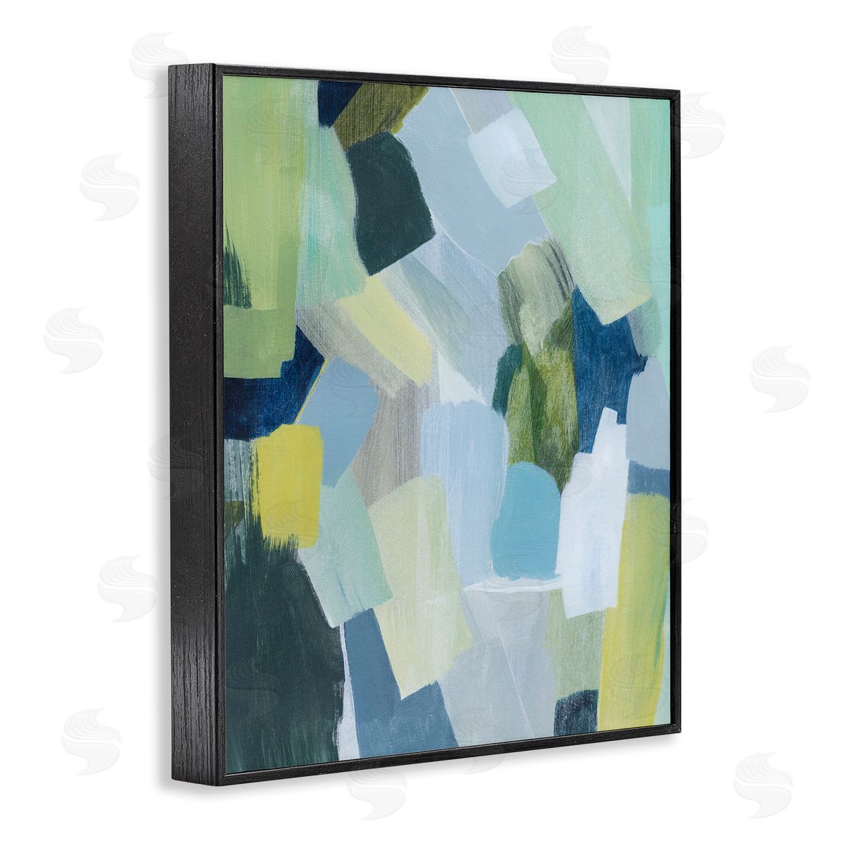 Layered Green Brush Strokes Black Frame Print Wall Art, Home Decor by Grace Popp