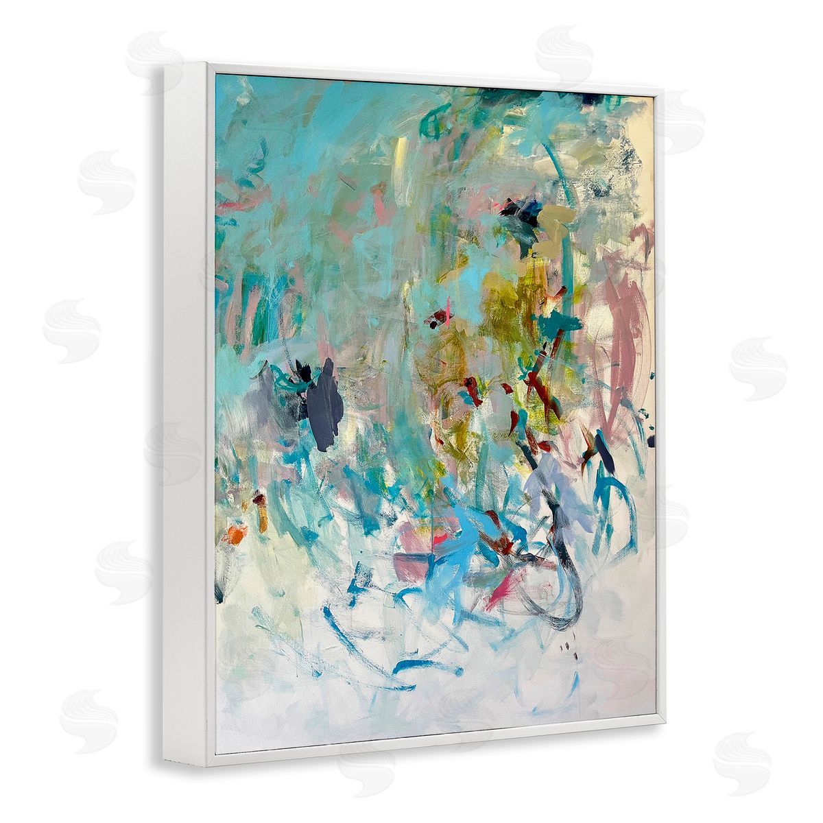 Chaotic Ombre Scribble White Frame Print Wall Art, Home Decor by Mila Apperlo