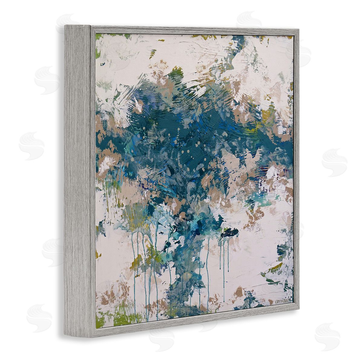Claire Cormany Chaotic Paint Drip Abstract Gray Framed Giclee Wall Art Print
