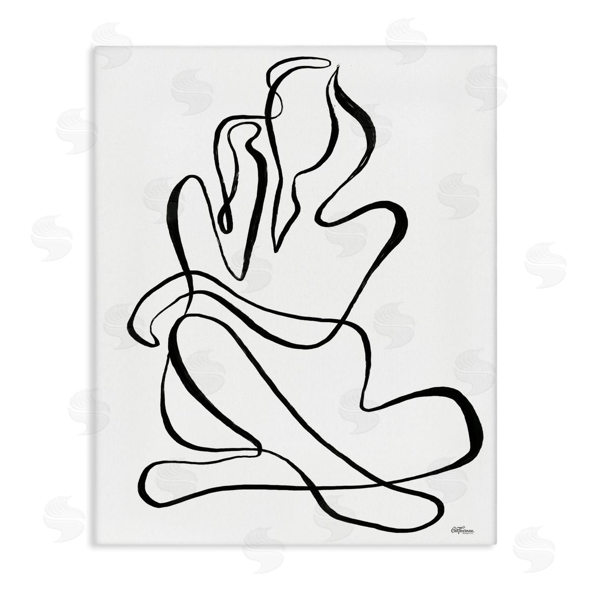 Sitting Nude Line Doodle Canvas Wall Art, Home Decor by Cat Thurman Designs