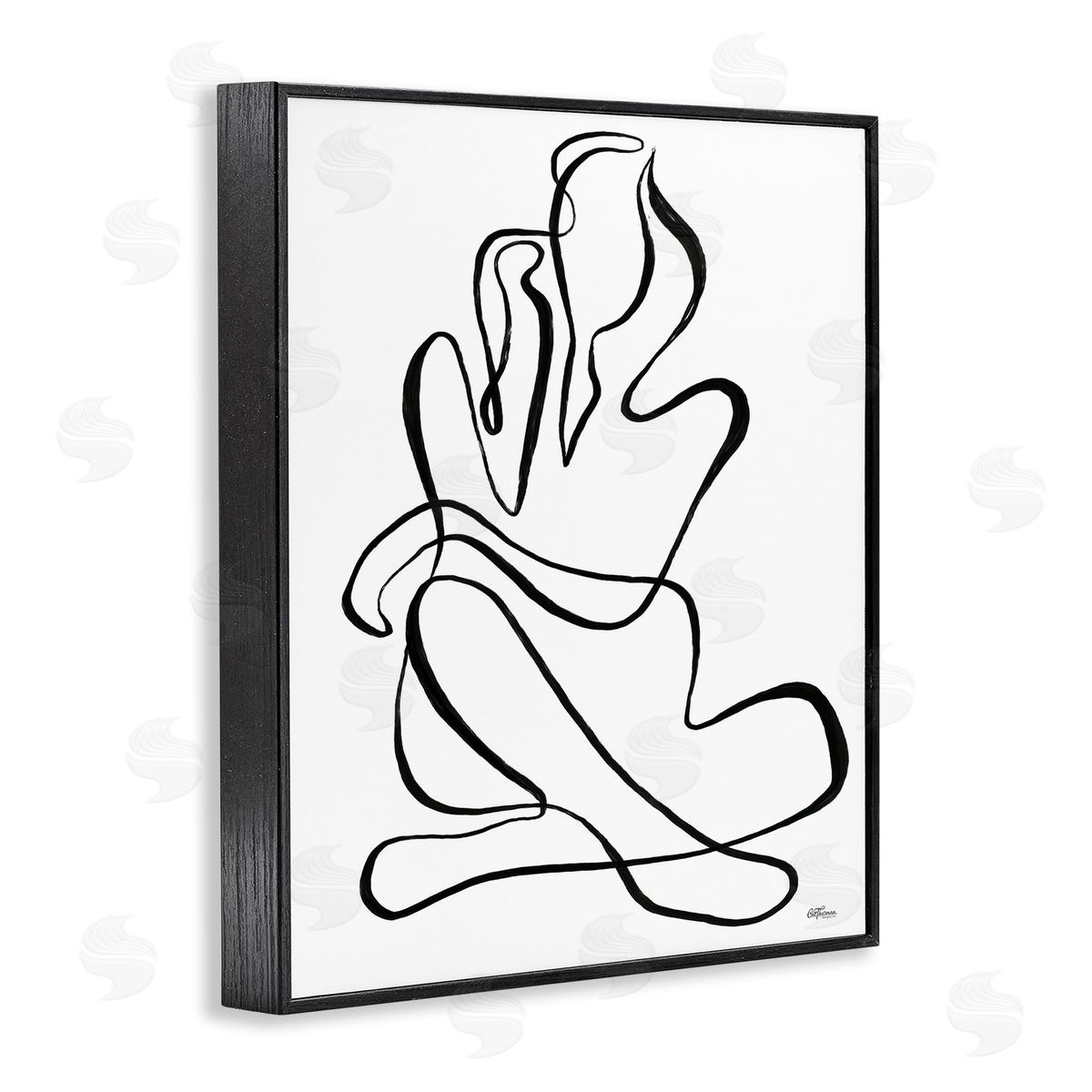 Sitting Nude Line Doodle Black Frame Print Wall Art, Home Decor by Cat Thurman Designs