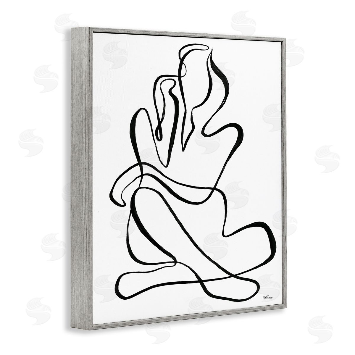 Sitting Nude Line Doodle Grey Frame Print Wall Art, Home Decor by Cat Thurman Designs