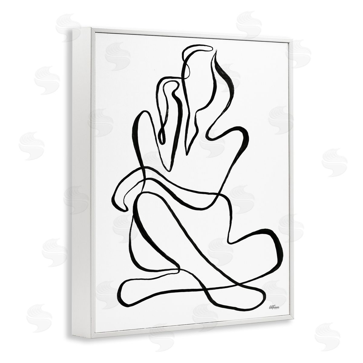 Sitting Nude Line Doodle White Frame Print Wall Art, Home Decor by Cat Thurman Designs