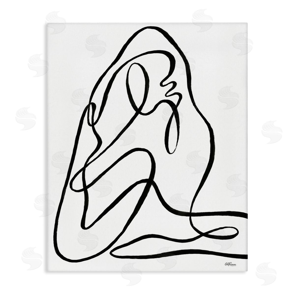 Continuous Line Doodle Canvas Wall Art, Home Decor by Cat Thurman Designs