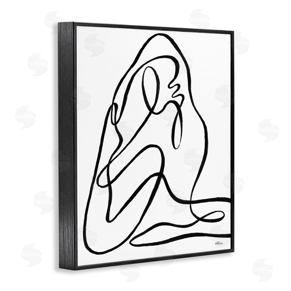 Continuous Line Doodle Black Frame Print Wall Art, Home Decor by Cat Thurman Designs