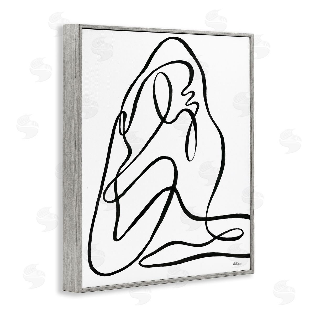 Continuous Line Doodle Grey Frame Print Wall Art, Home Decor by Cat Thurman Designs