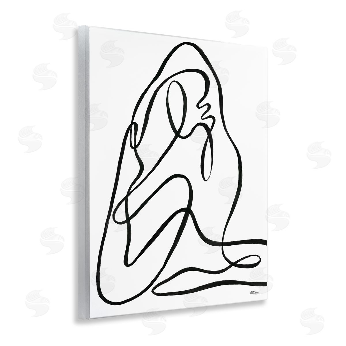 Continuous Line Doodle Wood Plaque Wall Art, Home Decor by Cat Thurman Designs