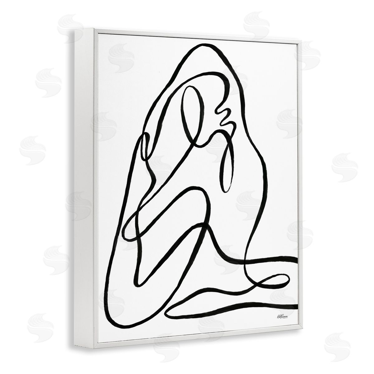 Continuous Line Doodle White Frame Print Wall Art, Home Decor by Cat Thurman Designs