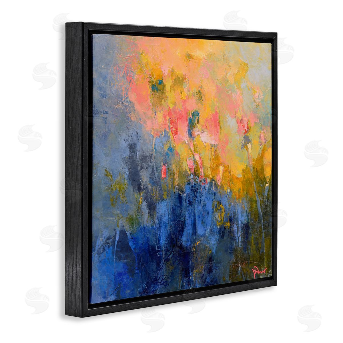 Patrick Dennis Radiant Abstract Impression Black Floating Frame Canvas Wall Art Print