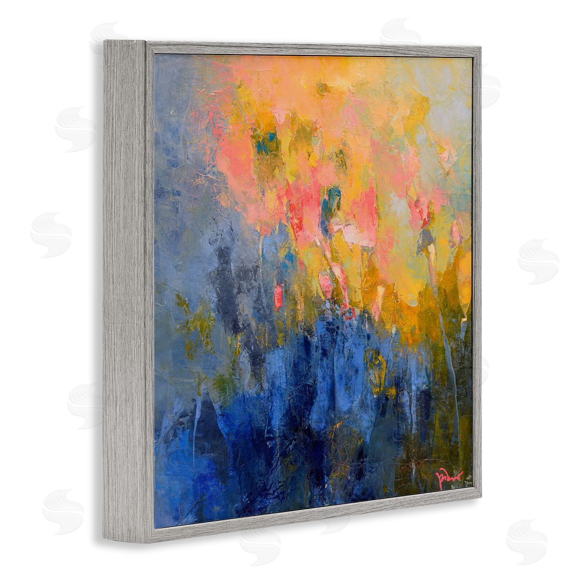 Patrick Dennis Radiant Abstract Impression Gray Framed Giclee Wall Art Print