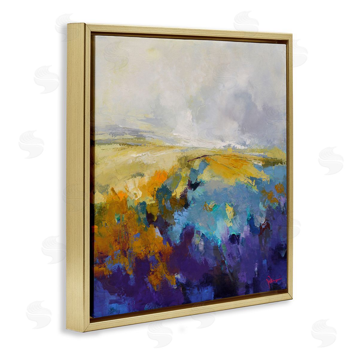 Expressive Country Field Gold Floating Frame Canvas Wall Art, Home Decor by Patrick Dennis