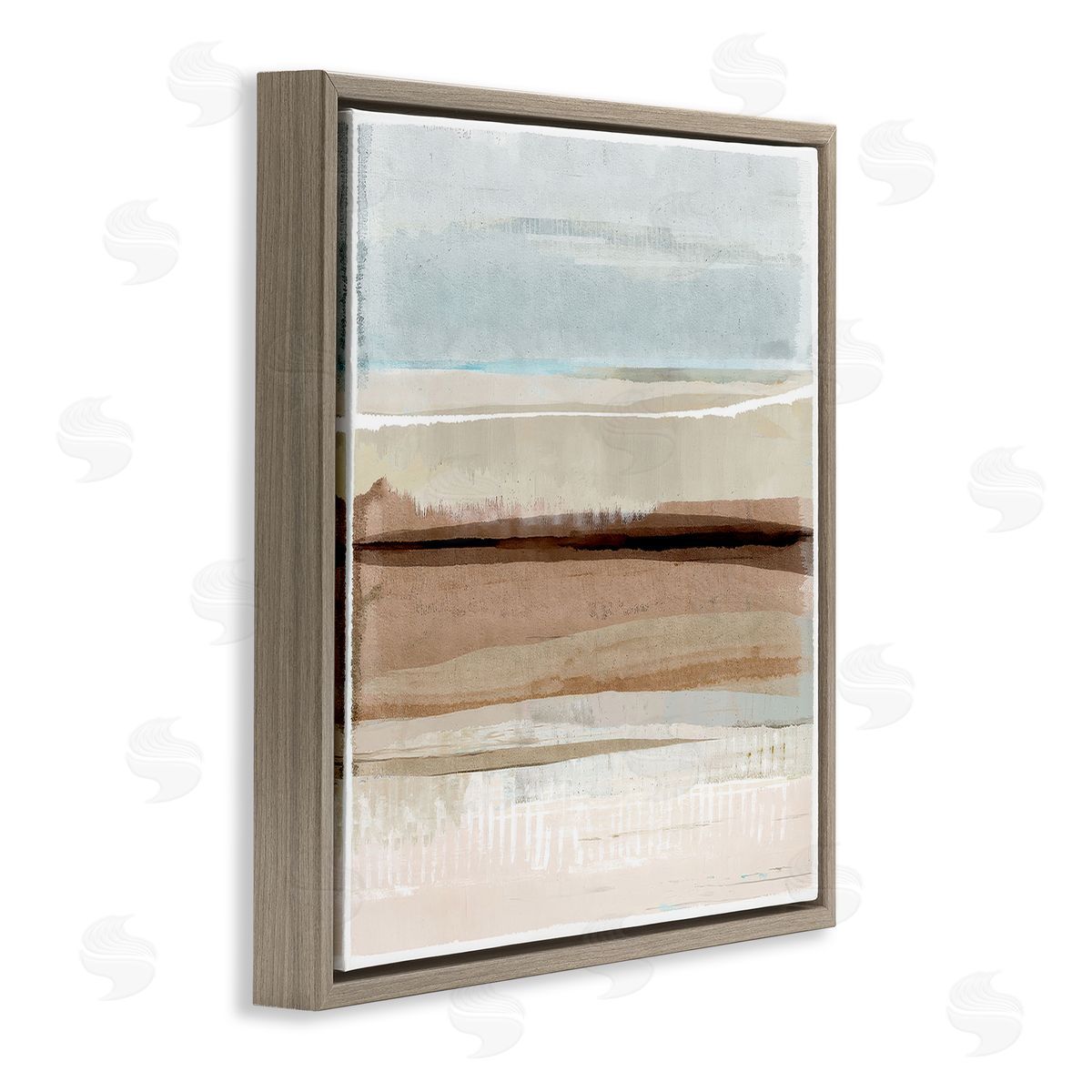 Flora Kouta Winter Sands Pattern Brown Floating Frame Canvas Wall Art Print