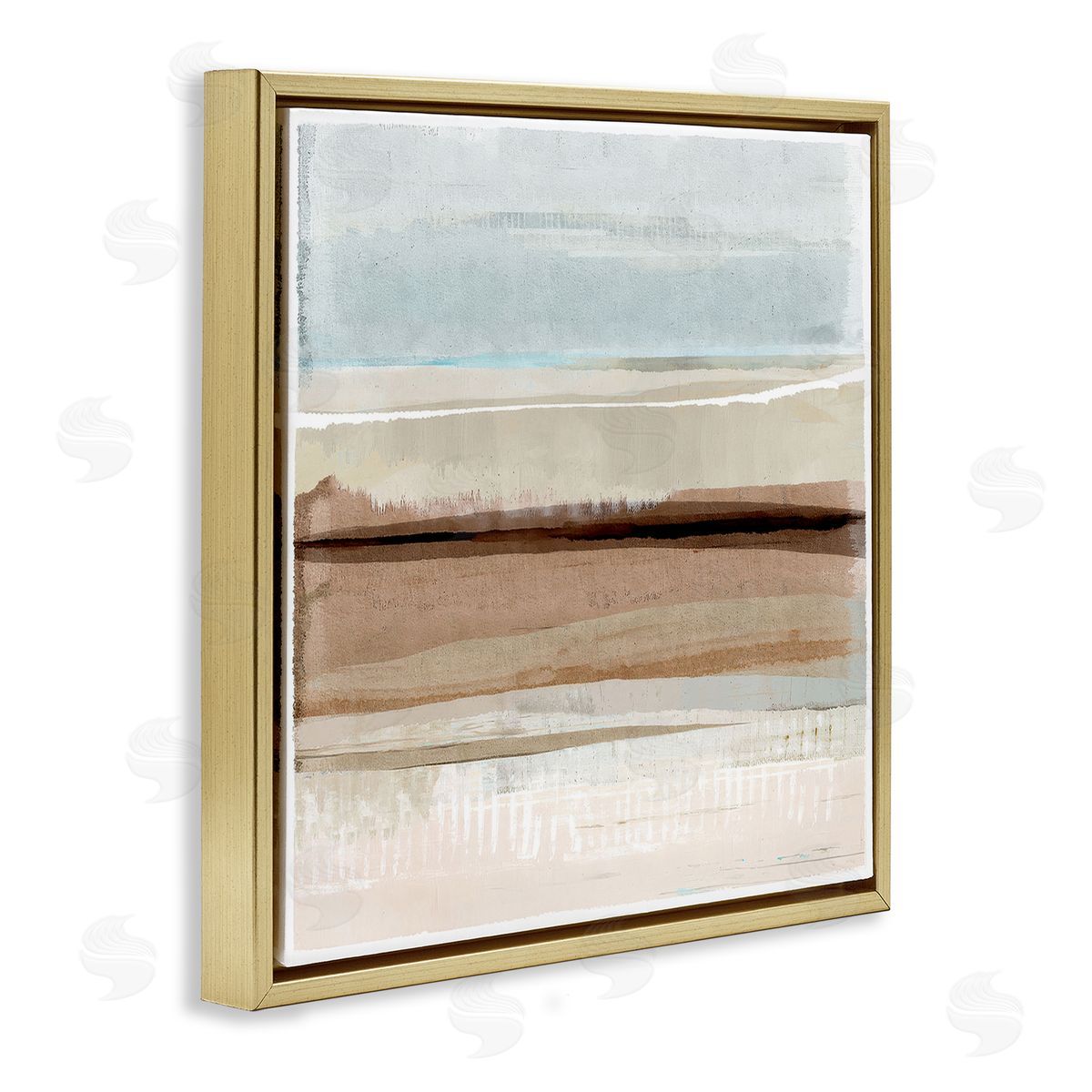 Flora Kouta Winter Sands Pattern Gold Floating Frame Canvas Wall Art Print
