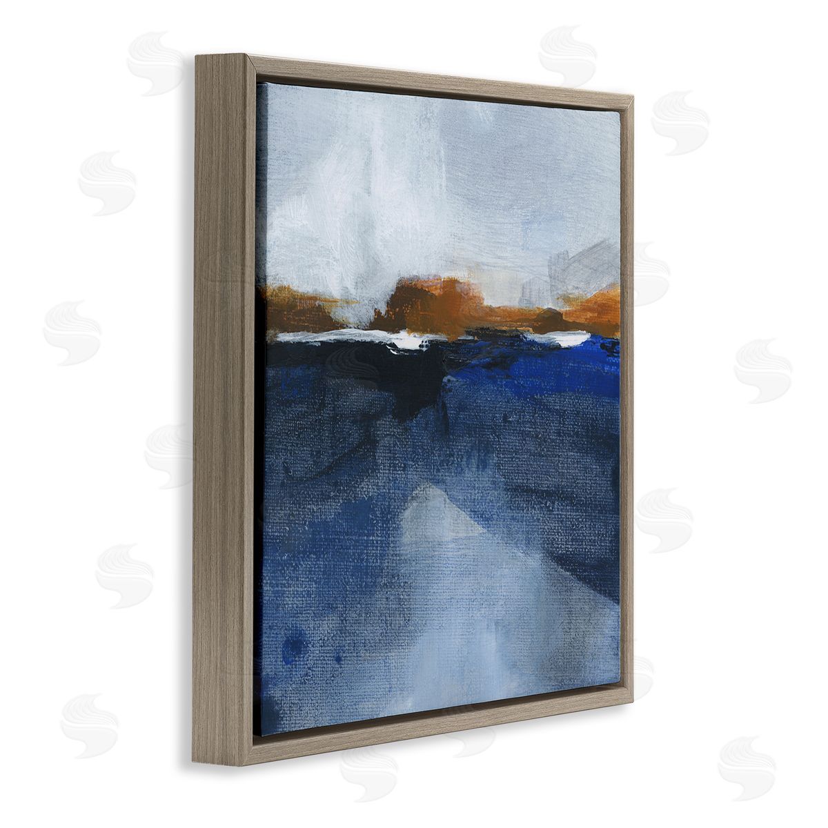 Ocean Cliffs Impression Brown Floating Frame Canvas Wall Art, Home Decor by M. Gloria Hunter