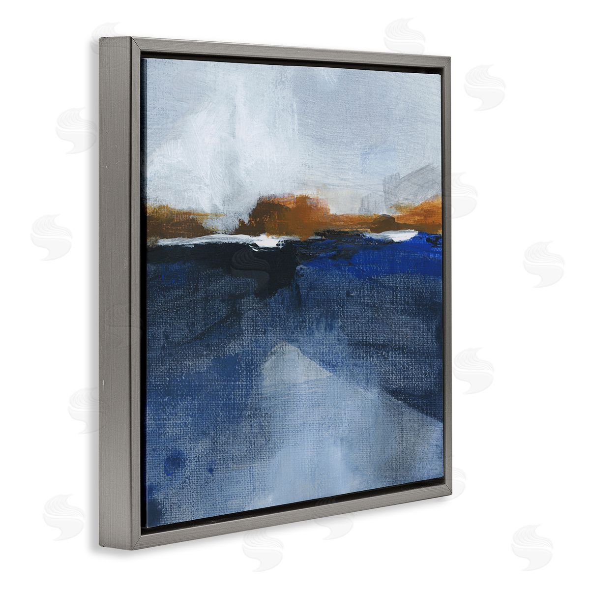 Ocean Cliffs Impression Grey Floating Frame Canvas Wall Art, Home Decor by M. Gloria Hunter