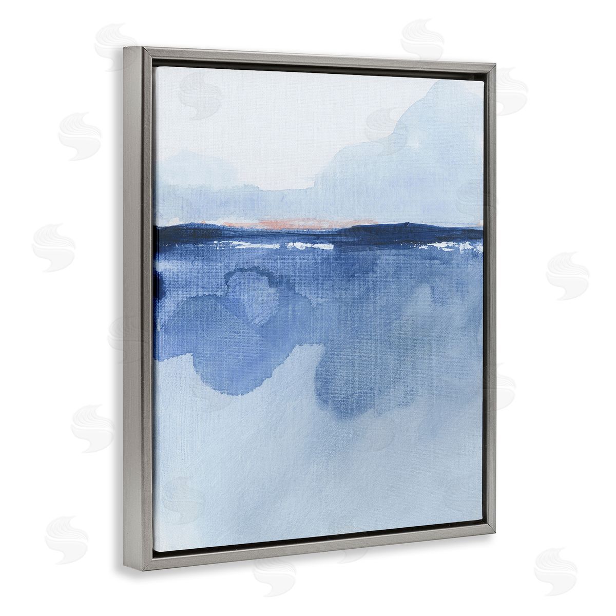 Abstract Fluid Landscape Grey Floating Frame Canvas Wall Art, Home Decor by M. Gloria Hunter