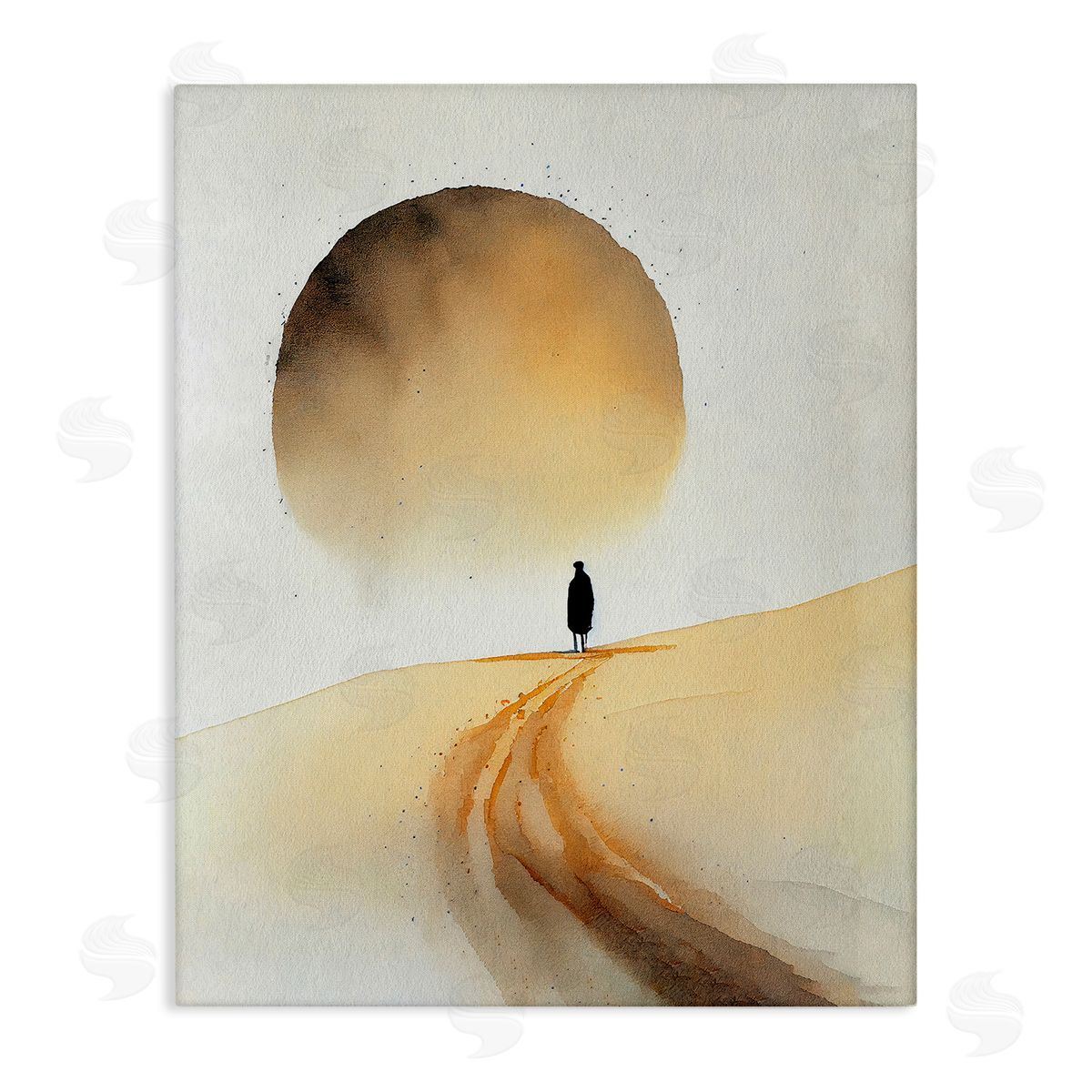 Person Walking Desert Dunes Canvas Wall Art, Home Decor by Incado
