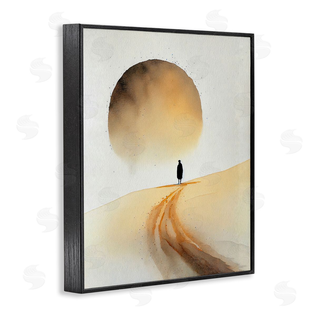 Person Walking Desert Dunes Black Frame Print Wall Art, Home Decor by Incado