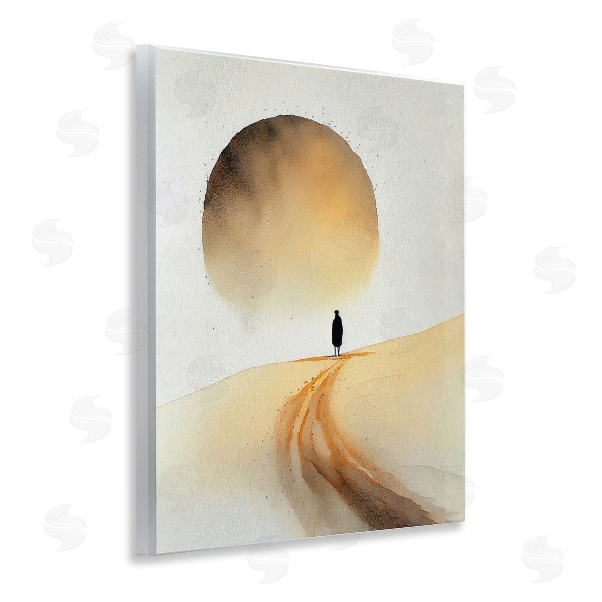 Person Walking Desert Dunes Wood Plaque Wall Art, Home Decor by Incado
