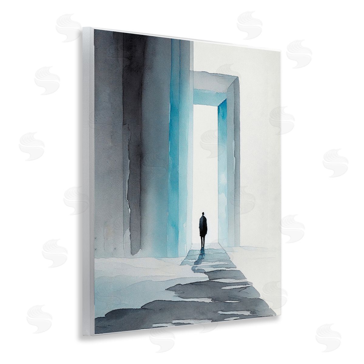 Person with Snowy Doorway Wood Plaque Wall Art, Home Decor by Incado