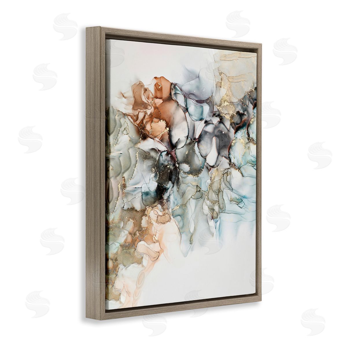 Fluid Abstract Glam Detail Brown Floating Frame Canvas Wall Art, Home Decor by Incado