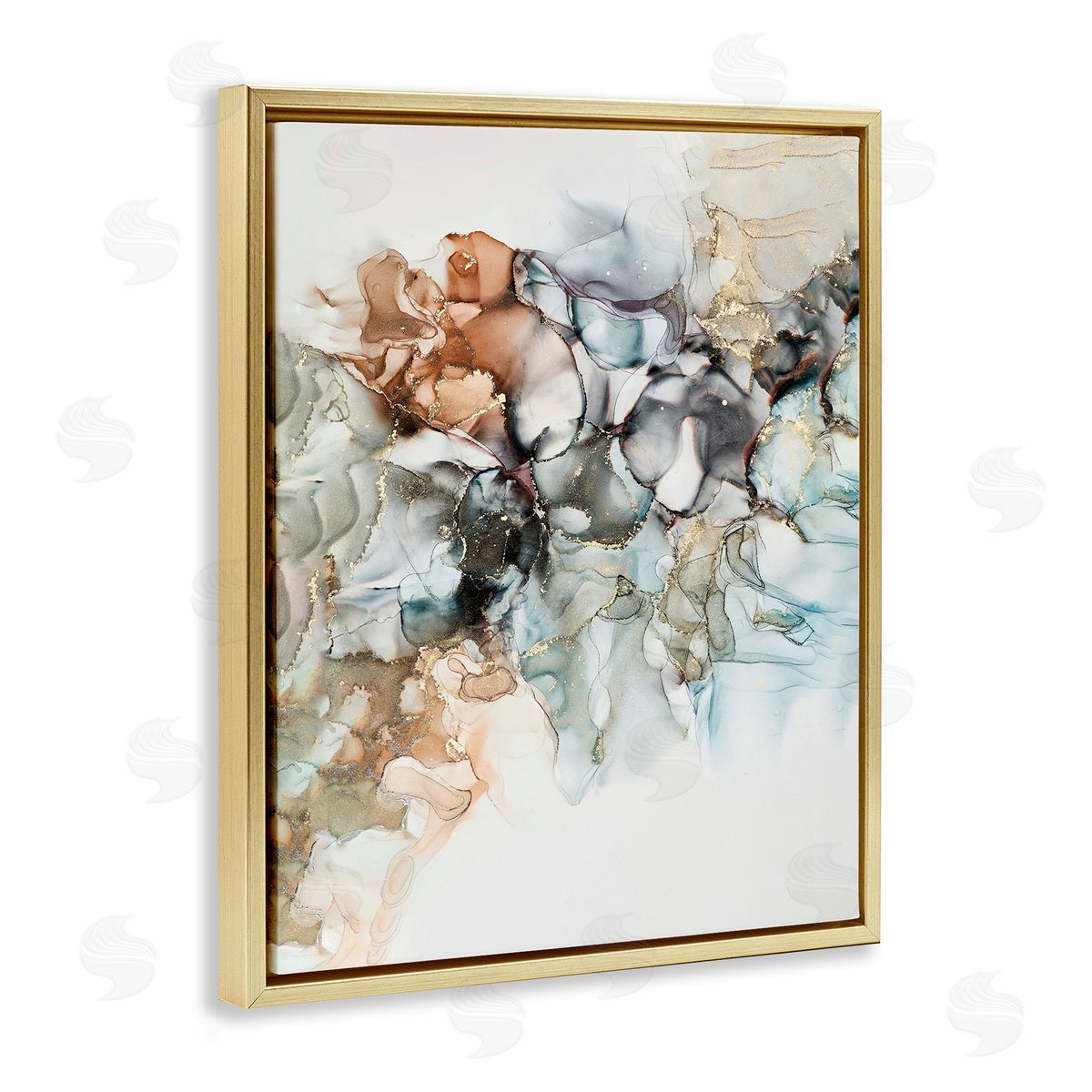 Fluid Abstract Glam Detail Gold Floating Frame Canvas Wall Art, Home Decor by Incado