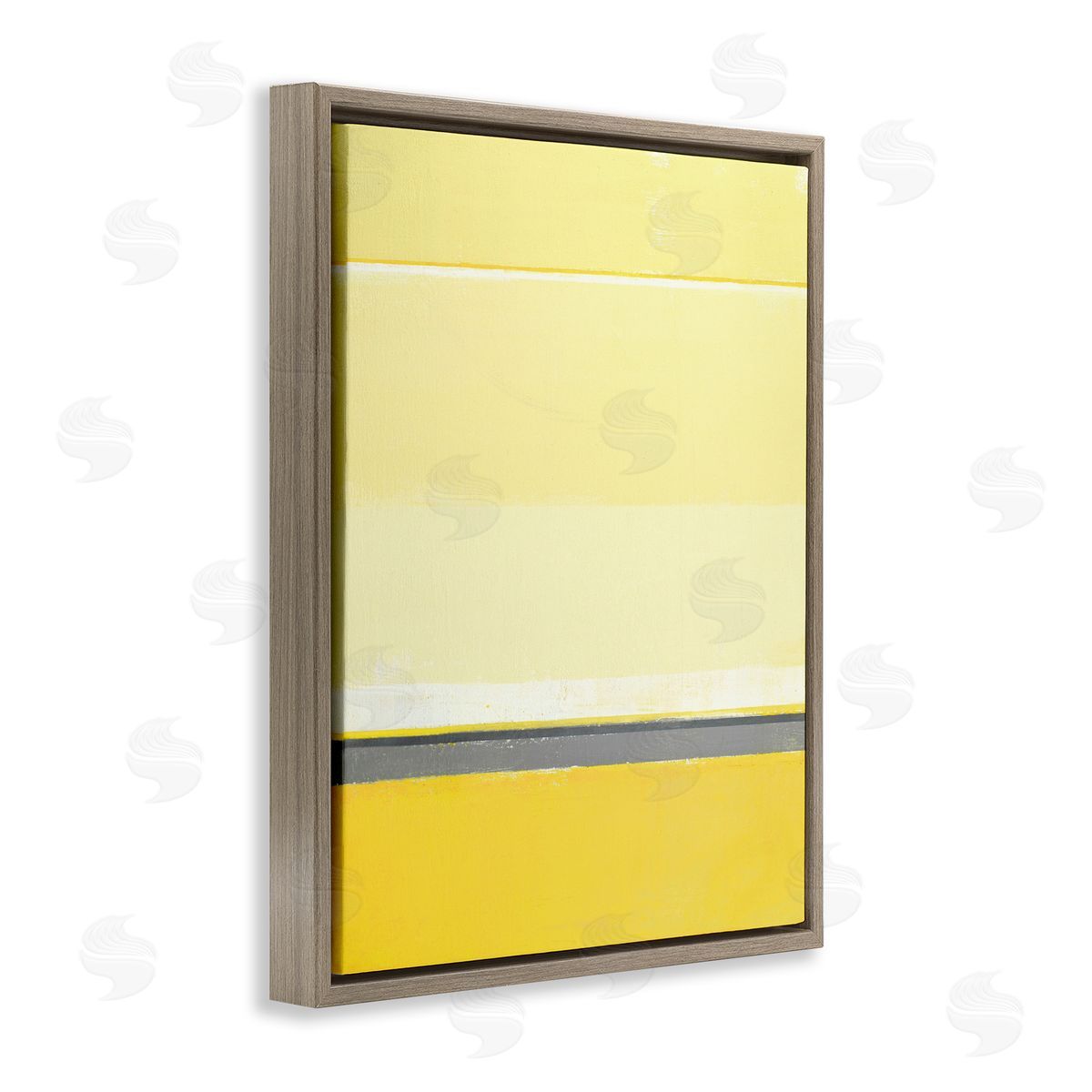 Yellow Minimal Abstract Brown Floating Frame Canvas Wall Art, Home Decor by Incado