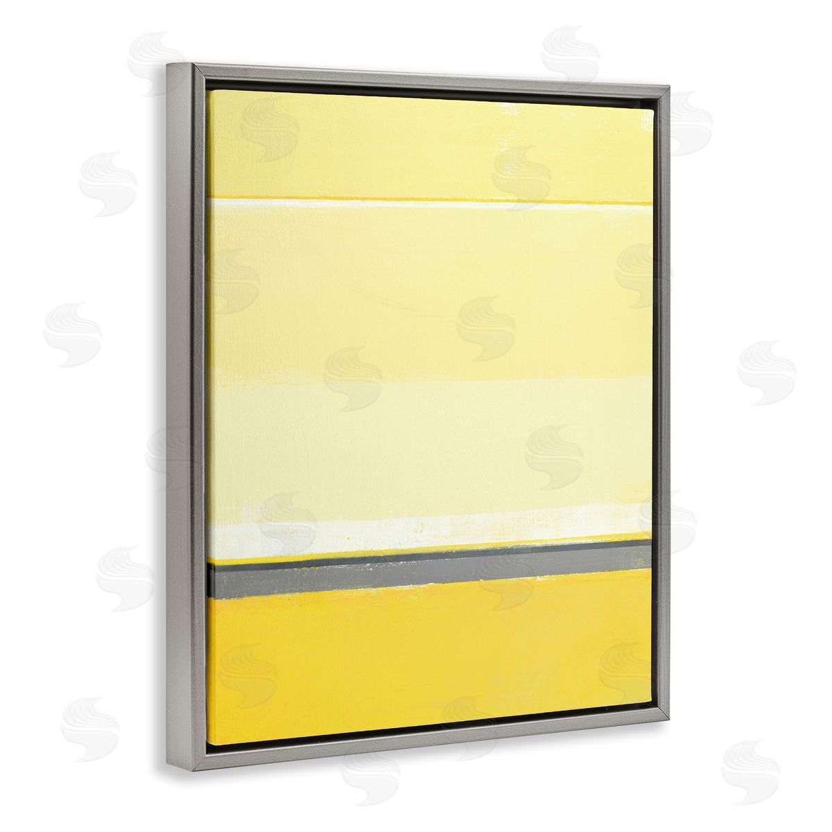 Yellow Minimal Abstract Grey Floating Frame Canvas Wall Art, Home Decor by Incado