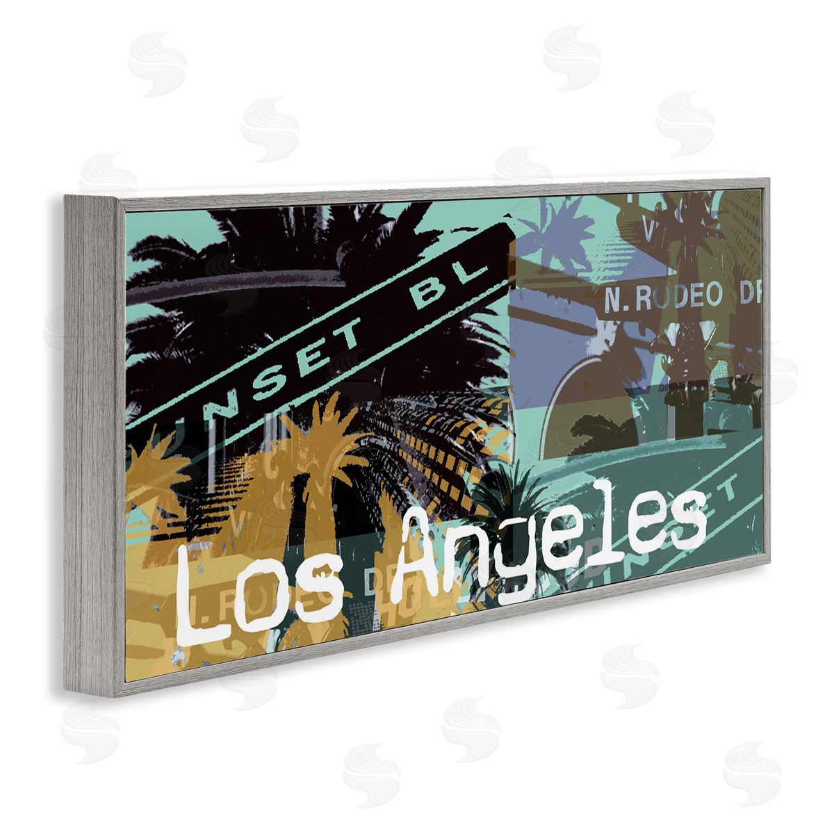 Los Angeles Travel Collage Grey Frame Print Wall Art, Home Decor by Jan Weiss