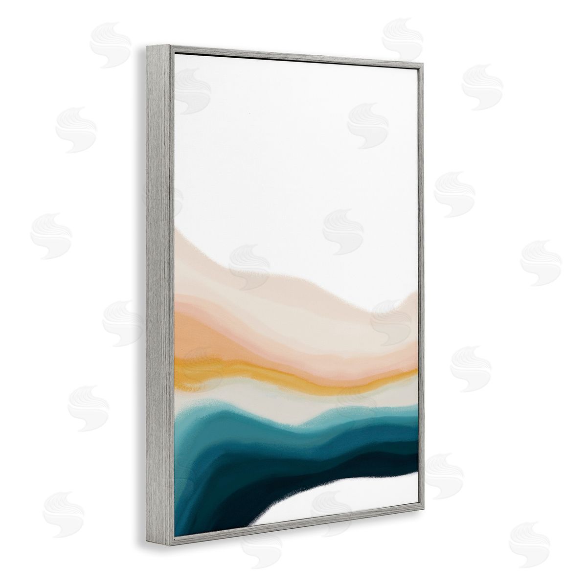 Peach Swirl Landscape Grey Frame Print Wall Art, Home Decor by JJ Design House, LLC.