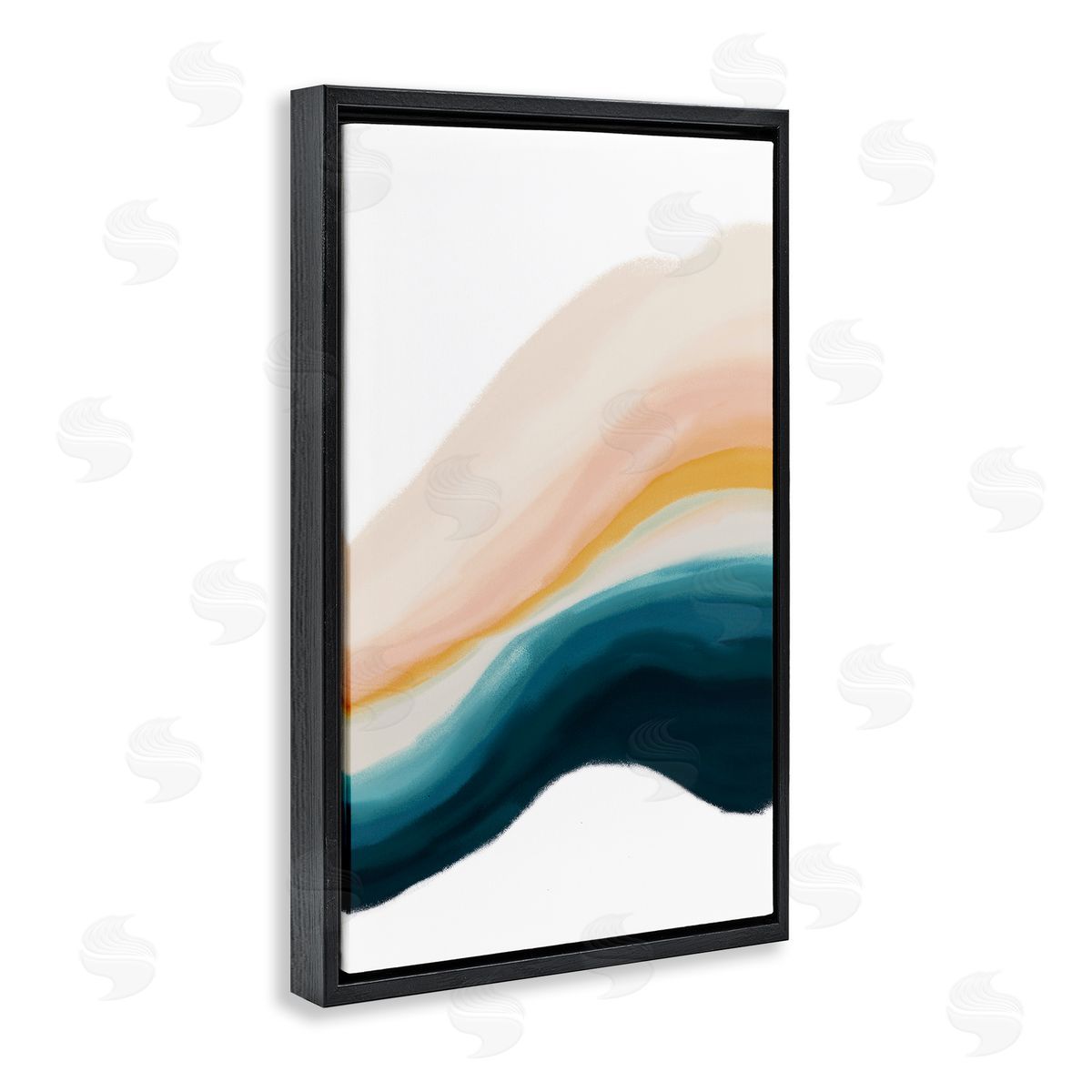Peach Swirl Abstraction Black Floating Frame Canvas Wall Art, Home Decor by JJ Design House, LLC.