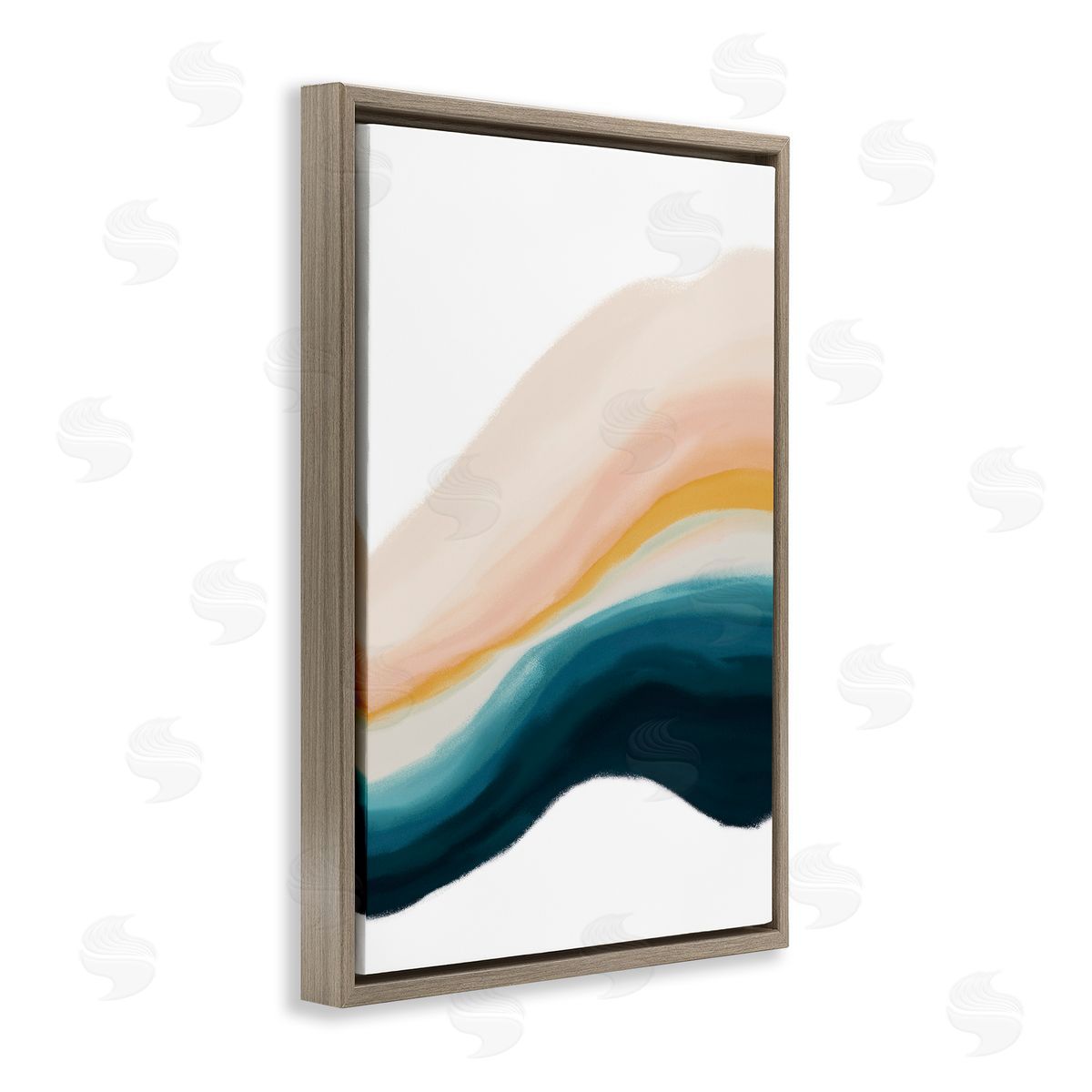 Peach Swirl Abstraction Brown Floating Frame Canvas Wall Art, Home Decor by JJ Design House, LLC.