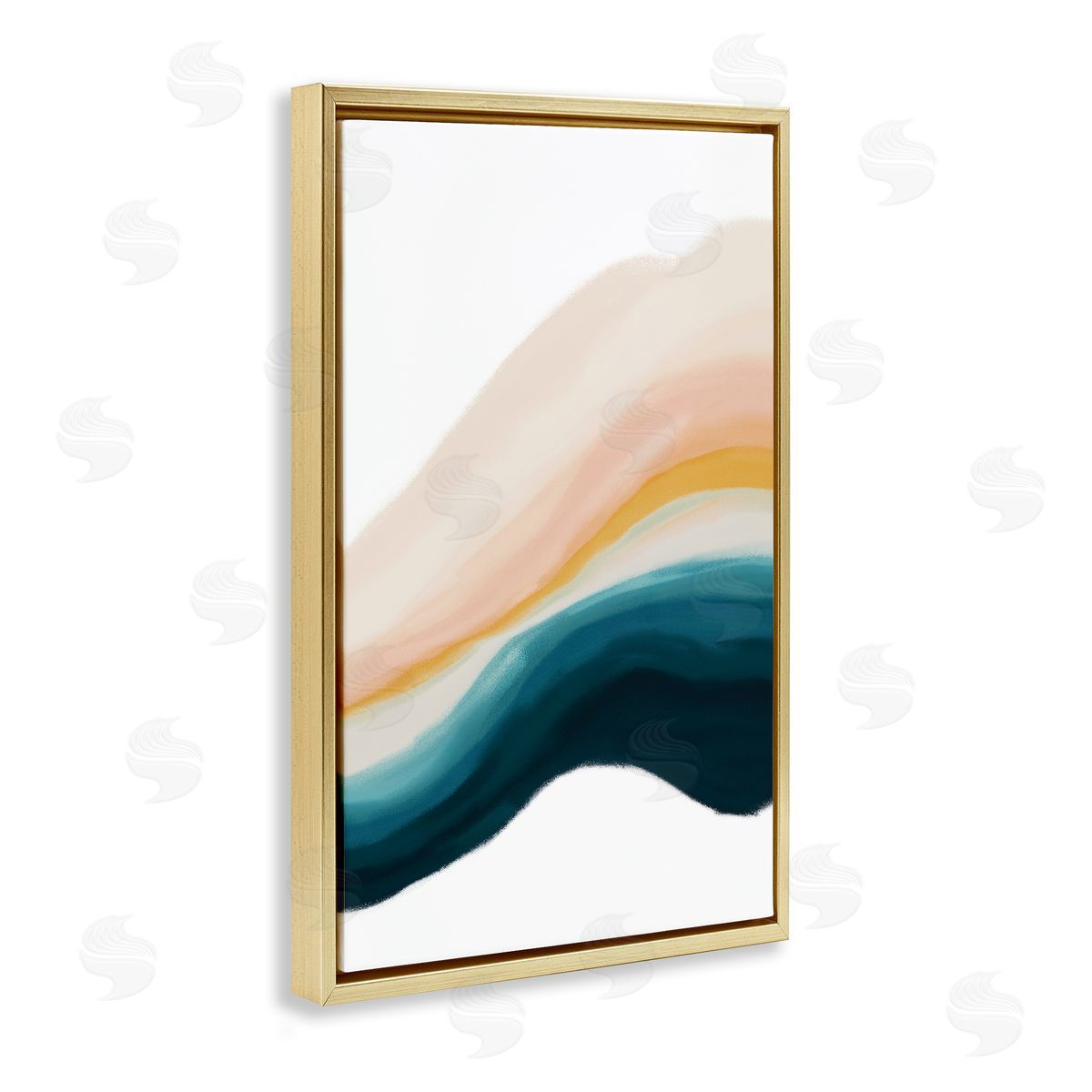 Peach Swirl Abstraction Gold Floating Frame Canvas Wall Art, Home Decor by JJ Design House, LLC.