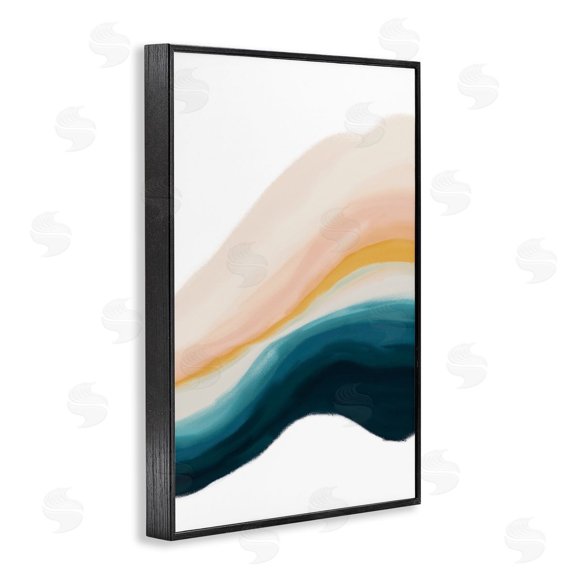 Peach Swirl Abstraction Black Frame Print Wall Art, Home Decor by JJ Design House, LLC.